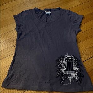 Harley-Davidson Women’s Gray/Charcoal Short Sleeve Top #1 Fireworks Logo Size M
